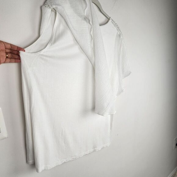 Alyx Overlay Top Cream Lace Trim Blouse Popover Flowy Size 2X - Picture 5 of 13